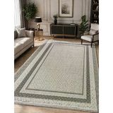 160X230 Cm Pamuk Taban Kaymaz Halı Modern Dekoratif Salon Oturma Odası Halısı Bej Gri Desenli Yolluk Kilim