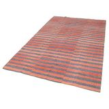 160x250 cm Çizgili Kilim Kırmızı Çizgili Yün El Dokuma Modern Geometrik Etnik Eskitme Desenli Boho Oturma Odası Salon Yolluk Koridor Mutfak Halısı