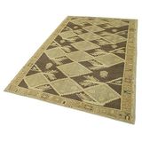 160x255 cm Taşpınar Bej Klasik Yün El Dokuma Modern Geometrik Etnik Eskitme Desenli Boho Oturma Odası Salon Yolluk Koridor Mutfak Halısı