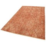 160x264 cm Geometrik Halı Turuncu Geometrik Yün El Dokuma Modern Geometrik Etnik Eskitme Desenli Boho Oturma Odası Salon Yolluk Koridor Mutfak Halısı