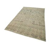 160x278 cm Kareli Kilim Bej Kareli Yün El Dokuma Modern Geometrik Etnik Eskitme Desenli Boho Oturma Odası Salon Yolluk Koridor Mutfak Halısı
