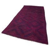 160x325 cm Geometrik Kilim Mor Geometrik Yün El Dokuma Modern Geometrik Etnik Eskitme Desenli Boho Oturma Odası Salon Yolluk Koridor Mutfak Halısı