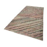 160x354 cm Kareli Kilim Bej Kareli Yün El Dokuma Modern Geometrik Etnik Eskitme Desenli Boho Oturma Odası Salon Yolluk Koridor Mutfak Halısı