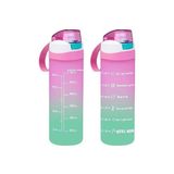 161670-161 Su Şişesi - Motivasyon Su Matarası - Plastik Renkli Suluk Pembe 750CC - Option-1 - 12M-Krem