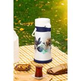 161720-805 Çiçek Desenli Sıcak-Soğuk Içecekler Için Pompalı Termos 1.8lt - Standart