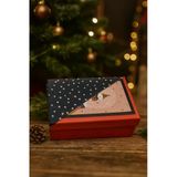 16×23×9 Cm Kırmızı Siyah Puantiyeli Kartlı Cepli Dikdörtgen Lüks Yılbaşı Hediyelik Kutu