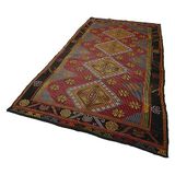 163x325 cm Geometrik Kilim Kahverengi Geometrik Yün El Dokuma Modern Geometrik Etnik Eskitme Desenli Boho Oturma Odası Salon Yolluk Koridor Mutfak Halısı