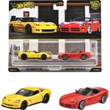 1:64 Hot Wheels Premium Car Culture 2'li Paket 2002 Corvette Z06 - 2003 Dodge Vıper Srt-10 - 8 cm