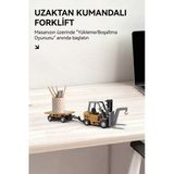 1:64 Metal Uzaktan Kumandalı Forklift Ve Römork | Şarjlı İş Makinesi Oyuncak Seti