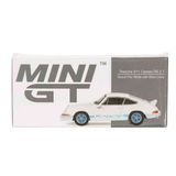 1:64 Mini GT Porsche 911 Carrera RS 2.7 Grand Prix White with Blue Livery Diecast Model Araba