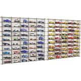 1/64 Ölçek Oyuncak Hobi Koleksiyon 100 Araçlık Set Model Oyuncak Araba Rafı - Beyaz