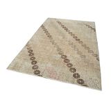 164x255 cm Kareli Kilim Bej Kareli Yün El Dokuma Modern Geometrik Etnik Eskitme Desenli Boho Oturma Odası Salon Yolluk Koridor Mutfak Halısı
