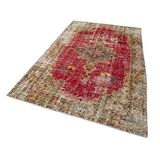 164x268 cm Kareli Kilim Kırmızı Kareli Yün El Dokuma Modern Geometrik Etnik Eskitme Desenli Boho Oturma Odası Salon Yolluk Koridor Mutfak Halısı