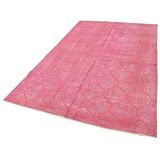 166x270 cm Geometrik Halı Pembe Geometrik Yün El Dokuma Modern Geometrik Etnik Eskitme Desenli Boho Oturma Odası Salon Yolluk Koridor Mutfak Halısı