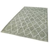 166x275 cm Geometrik Halı Gri Geometrik Yün El Dokuma Modern Geometrik Etnik Eskitme Desenli Boho Oturma Odası Salon Yolluk Koridor Mutfak Halısı