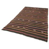 166x313 cm Çizgili Kilim Kahverengi Çizgili Yün El Dokuma Modern Geometrik Etnik Eskitme Desenli Boho Oturma Odası Salon Yolluk Koridor Mutfak Halısı