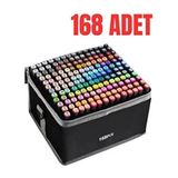 168 Adet Çift Uçlu Touch Marker Art Tasarım Kalem Seti Çanta Taşınabilir - Çok Renkli