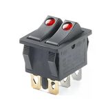 16A 250V On / Off 6 Pin Led Işıklı Çift Anahtar Latch Tip Buton Yüksek Akım Kcd3-2 Double Switch Panel Montaj Kutu Güç Kontrol Makine Motor Araba Şalter
