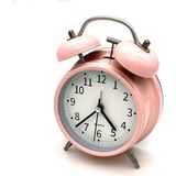 16CM Büyük Boy Akar Saniyeli Alarm Çalar Saat - Nostaljik Masa Saati Pembe