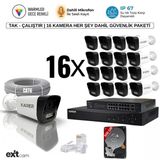 16'Lı Ip Kamera-Poeli-5Mp-Ultra Hd-4K 1920 Çözünürlük-Sesli-Gece Renkli Görüş-İnsan Ve Plaka Algılamalı Set