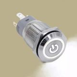 16Mm Metal Latch Power Beyaz Led Bt1608 16Mm Metal Buton Beyaz Power Sembol Led Işıklı Panel Montaj Düz Kafa Kilitlemeli