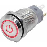 16MM Metal Panel Montaj Düz Kafa Latch Buton No Nc Power Sembol LED Işıkl Dc 6A-12V Ac 3A 250V IP67