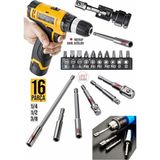 16PCS Premium Dmax Bits Uç Bağlantı Adaptör Seti Lokma Bağlantı Tornavida Lokma Seti Matkap Ucu - Altın
