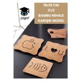 16X16 cm 3'lü Bambu Nihale Karışık Model