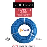 16X2 Pe-Rt Kılıflı Kalorifer ve Radyatör Petek Borusu 100 Metre - Mavi