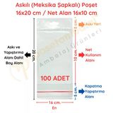 16X20 Cm(Kapalı Hali 16X10 Cm) 100 Adet Askılı-Meksika Şapkalı Poşet Vitrin
