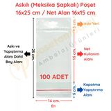 16X25 Cm(Kapalı Hali 16X15 Cm) 100 Adet Askılı-Meksika Şapkalı Poşet Vitrin