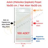 16X30 Cm(Kapalı Hali 16X20 Cm) 100 Adet Askılı-Meksika Şapkalı Poşet Vitrin