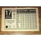 17 Aralık 1998 Perşembe Diyanet Takvim Yaprağı (Sahafiye Kitap)
