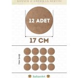 17 cm Çap 12 Adet Supla Amerikan Servis Runner MDF Duralit Magnet Altı Ahşap 3 mm (2,7 mm) Kalınlık
