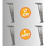 17 cm Metal Boncuklu Koltuk Ayağı Mobilya Ayağı Ünite Ayağı Konsol Ayağı Puf Berjer Ayağı (4ADET) - Krom