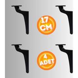 17 cm Metal Zirve Ayak Koltuk Ayağı Mobilya Ayağı Ünite Ayağı Konsol Ayağı Puf Berjer Ayağı ( 4 Adet ) - Siyah