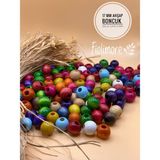 17 mm Ahşap Boncuk (50 gr 32 Adet)Geniş Delik Çapı 6 mm Makrome Çanta Bileklik Takı Renkli - Karışık Renk