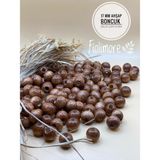 17 mm Ahşap Boncuk (50 gr 32 Adet)Geniş Delik Çapı 6 mm Makrome Çanta Bileklik Takı Renkli - Taba - Kahve
