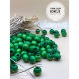 17 mm Ahşap Boncuk (50 gr 32 Adet)Geniş Delik Çapı 6 mm Makrome Çanta Bileklik Takı Renkli - Yeşil