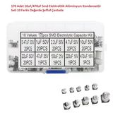 170 Adet 10Uf/470Uf Smd Elektrolitik Alüminyum Kondansatör Seti 10 Farklı Değerde Şeffaf Çantada