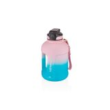 1700ml Çift Renk Pipetli Taşıma Askılı Kulplu Softtouch Motivasyon Su Matarası SM-3067-PEMBETURKUAZ
