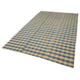 170x270 cm Çizgili Kilim Mavi Çizgili Yün El Dokuma Modern Geometrik Etnik Eskitme Desenli Boho Oturma Odası Salon Yolluk Koridor Mutfak Halısı
