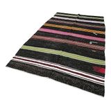 170x320 cm Çizgili Kilim Kahverengi Çizgili Yün El Dokuma Modern Geometrik Etnik Eskitme Desenli Boho Oturma Odası Salon Yolluk Koridor Mutfak Halısı