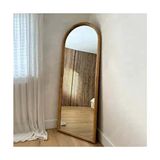 170X60 cm Doğal Ahşap Oval Boy Aynası - Dekoratif Oval Boy Aynası - 360 x 180