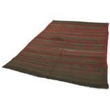 171x259 cm Çizgili Kilim Kahverengi Çizgili Yün El Dokuma Modern Geometrik Etnik Eskitme Desenli Boho Oturma Odası Salon Yolluk Koridor Mutfak Halısı