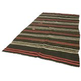 171x305 cm Çizgili Kilim Kahverengi Çizgili Yün El Dokuma Modern Geometrik Etnik Eskitme Desenli Boho Oturma Odası Salon Yolluk Koridor Mutfak Halısı