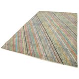 173x278 cm Geometrik Halı Gri Geometrik Yün El Dokuma Modern Geometrik Etnik Eskitme Desenli Boho Oturma Odası Salon Yolluk Koridor Mutfak Halısı