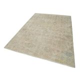 174x260 cm Kareli Kilim Bej Kareli Yün El Dokuma Modern Geometrik Etnik Eskitme Desenli Boho Oturma Odası Salon Yolluk Koridor Mutfak Halısı