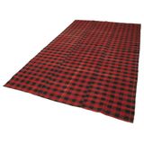 175x292 cm Çizgili Kilim Kırmızı Çizgili Yün El Dokuma Modern Geometrik Etnik Eskitme Desenli Boho Oturma Odası Salon Yolluk Koridor Mutfak Halısı