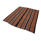 177x228 cm Çizgili Kilim Siyah Çizgili Yün El Dokuma Modern Geometrik Etnik Eskitme Desenli Boho Oturma Odası Salon Yolluk Koridor Mutfak Halısı